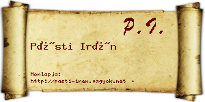Pásti Irén névjegykártya